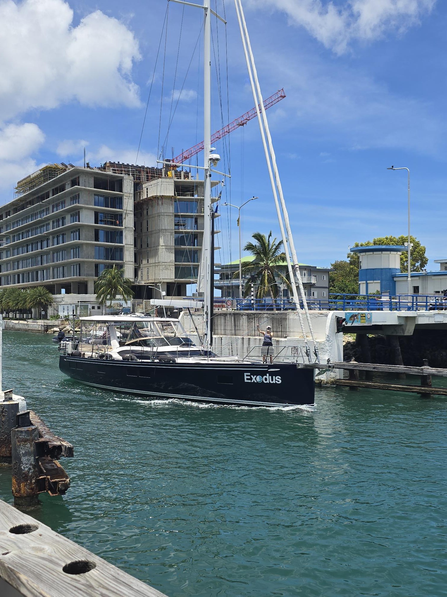 Exodus coming through the bridge into the lagoon